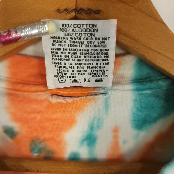 Vtg Miami Dolphins Graphic T-Shirt Men's XL Orange Aqua Tie Dye Sport Attack - Picture 6 of 10